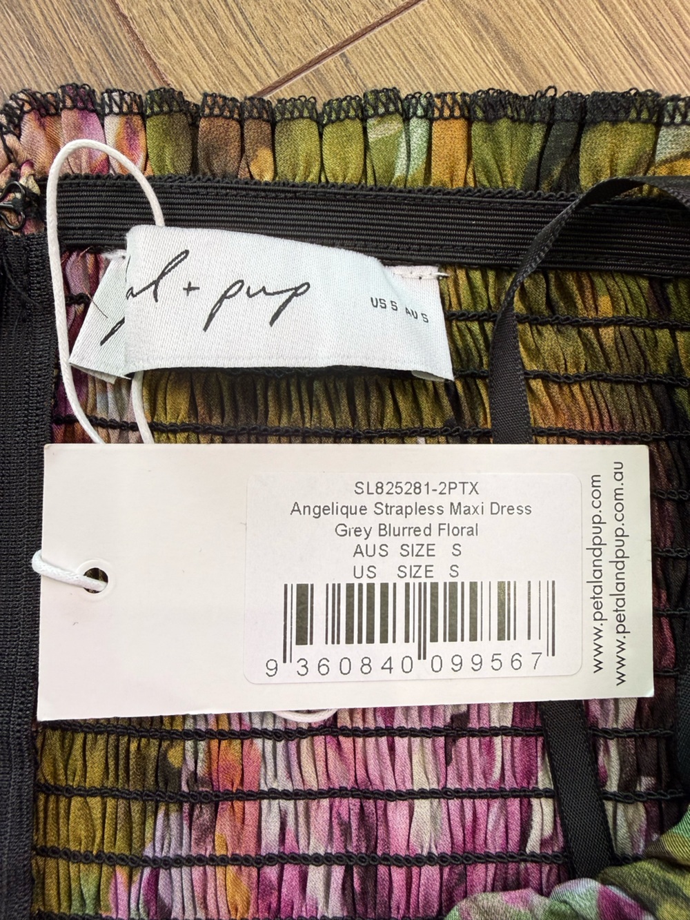 NWT Petal & Pup Angelique Pleated Strapless Maxi Dress Blurred Floral Sz Small - Picture 11 of 13